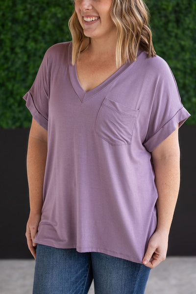 Sierra Pocket Tops - Dusty Purple-Tops- Corner Stone Spa and Salon Boutique in Stoughton, Wisconsin