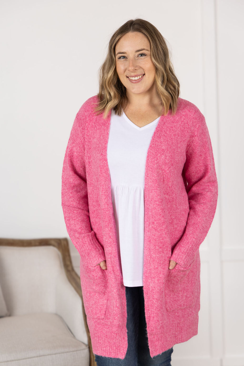 Madison Cozy Cardigan - Pink- Corner Stone Spa and Salon Boutique in Stoughton, Wisconsin