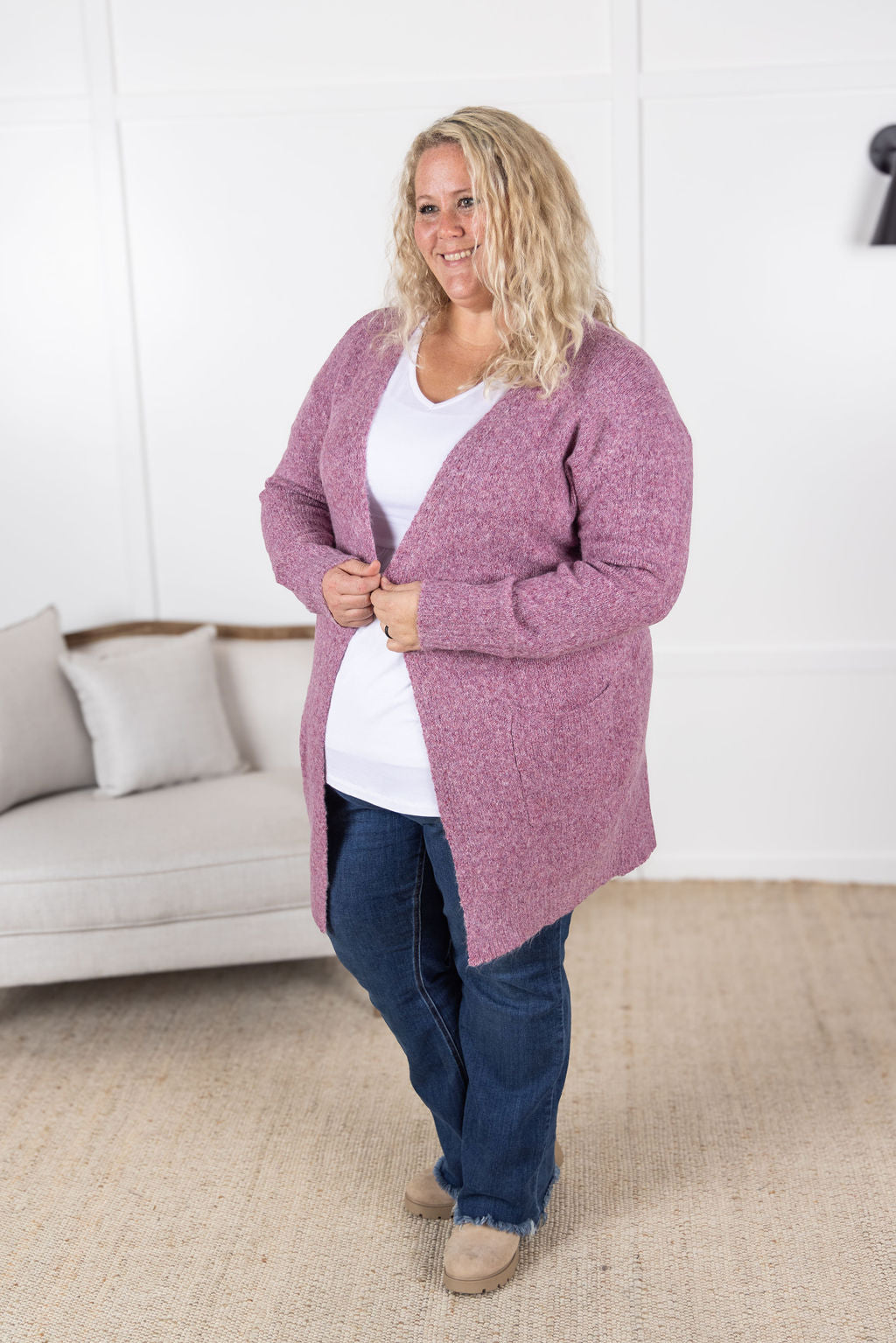 Madison Cozy Cardigan - Frosted Berry- Corner Stone Spa and Salon Boutique in Stoughton, Wisconsin