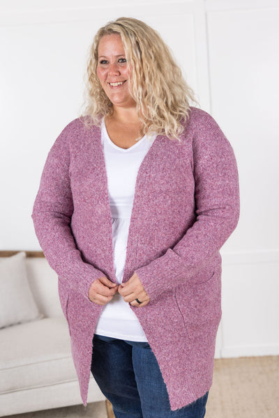 Madison Cozy Cardigan - Frosted Berry- Corner Stone Spa and Salon Boutique in Stoughton, Wisconsin