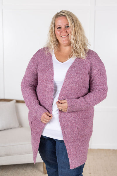 Madison Cozy Cardigan - Frosted Berry- Corner Stone Spa and Salon Boutique in Stoughton, Wisconsin