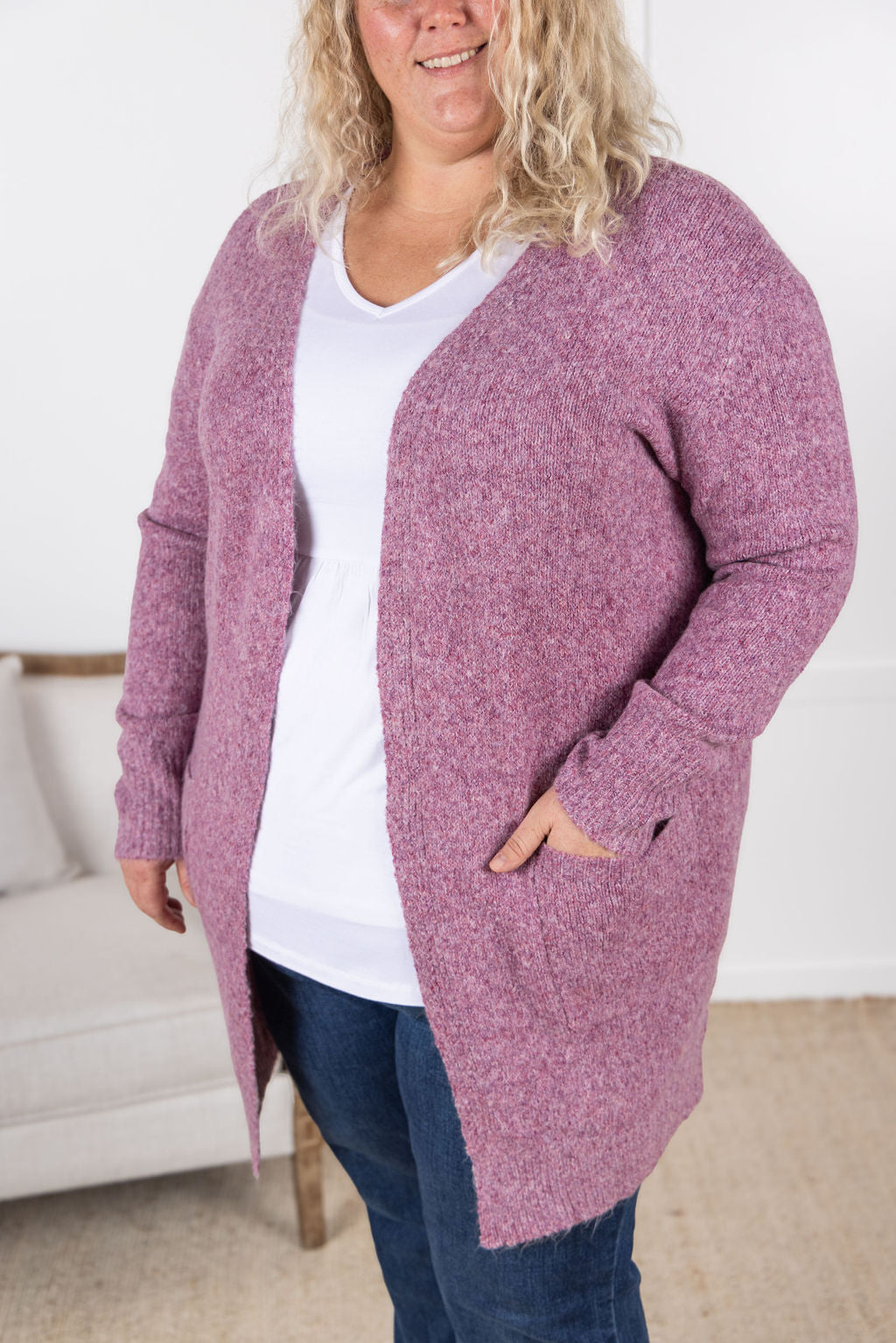 Madison Cozy Cardigan - Frosted Berry- Corner Stone Spa and Salon Boutique in Stoughton, Wisconsin