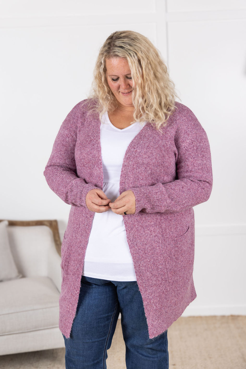 Madison Cozy Cardigan - Frosted Berry- Corner Stone Spa and Salon Boutique in Stoughton, Wisconsin