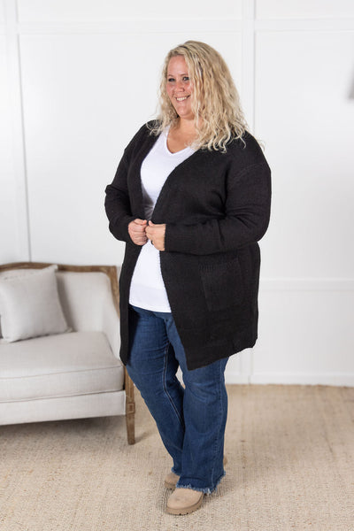 Madison Cozy Cardigan - Jet Black- Corner Stone Spa and Salon Boutique in Stoughton, Wisconsin