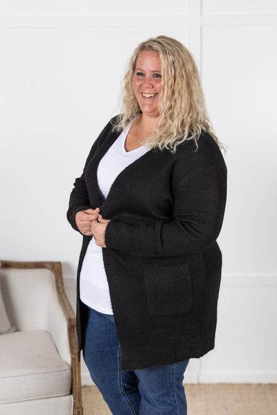 Madison Cozy Cardigan - Jet Black- Corner Stone Spa and Salon Boutique in Stoughton, Wisconsin