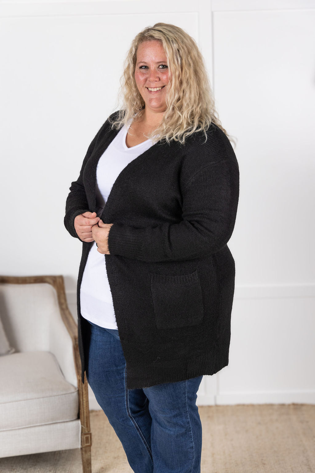 Madison Cozy Cardigan - Jet Black- Corner Stone Spa and Salon Boutique in Stoughton, Wisconsin