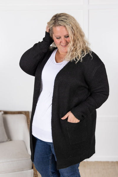 Madison Cozy Cardigan - Jet Black- Corner Stone Spa and Salon Boutique in Stoughton, Wisconsin