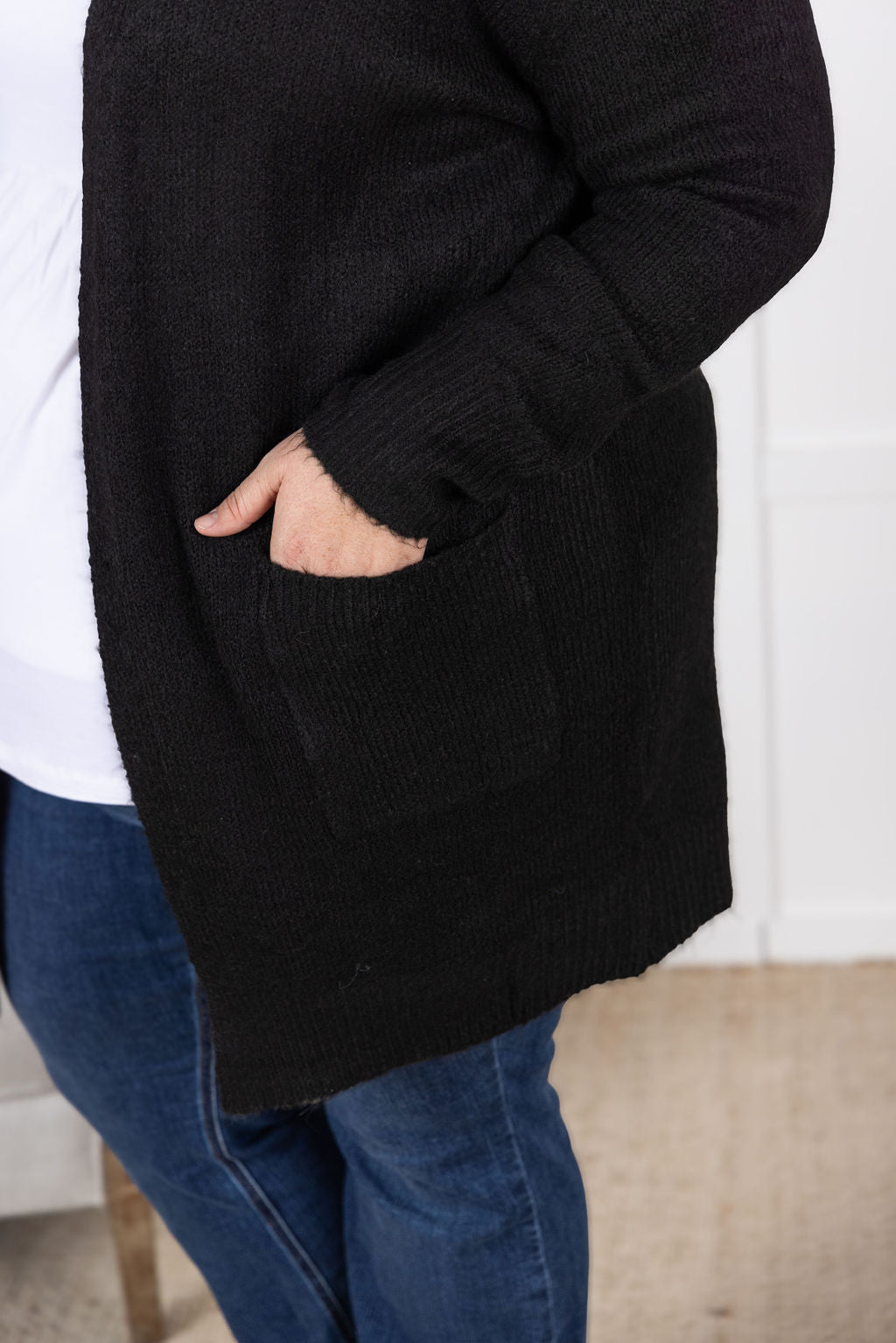 Madison Cozy Cardigan - Jet Black- Corner Stone Spa and Salon Boutique in Stoughton, Wisconsin