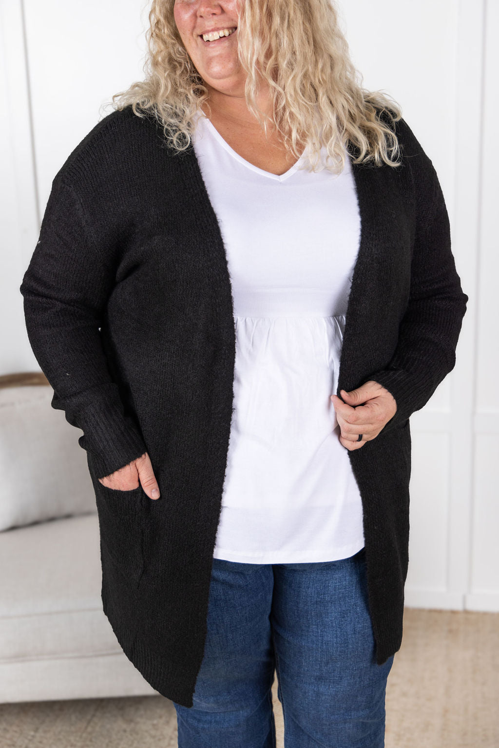 Madison Cozy Cardigan - Jet Black- Corner Stone Spa and Salon Boutique in Stoughton, Wisconsin