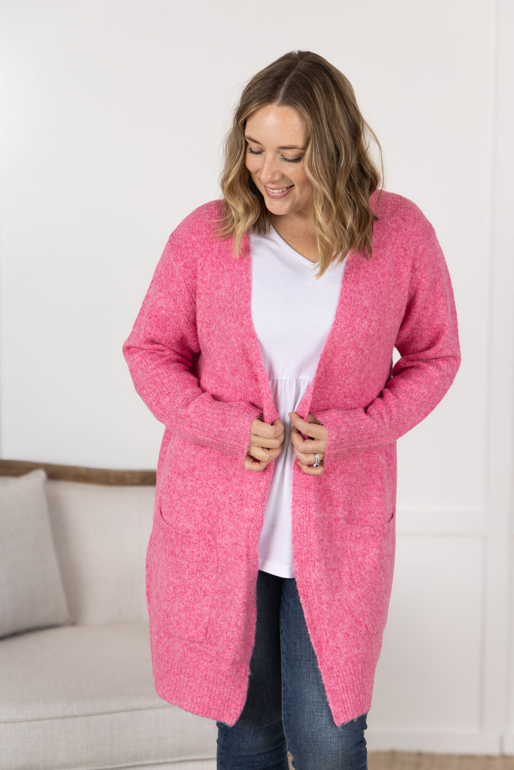 Madison Cozy Cardigan - Pink- Corner Stone Spa and Salon Boutique in Stoughton, Wisconsin