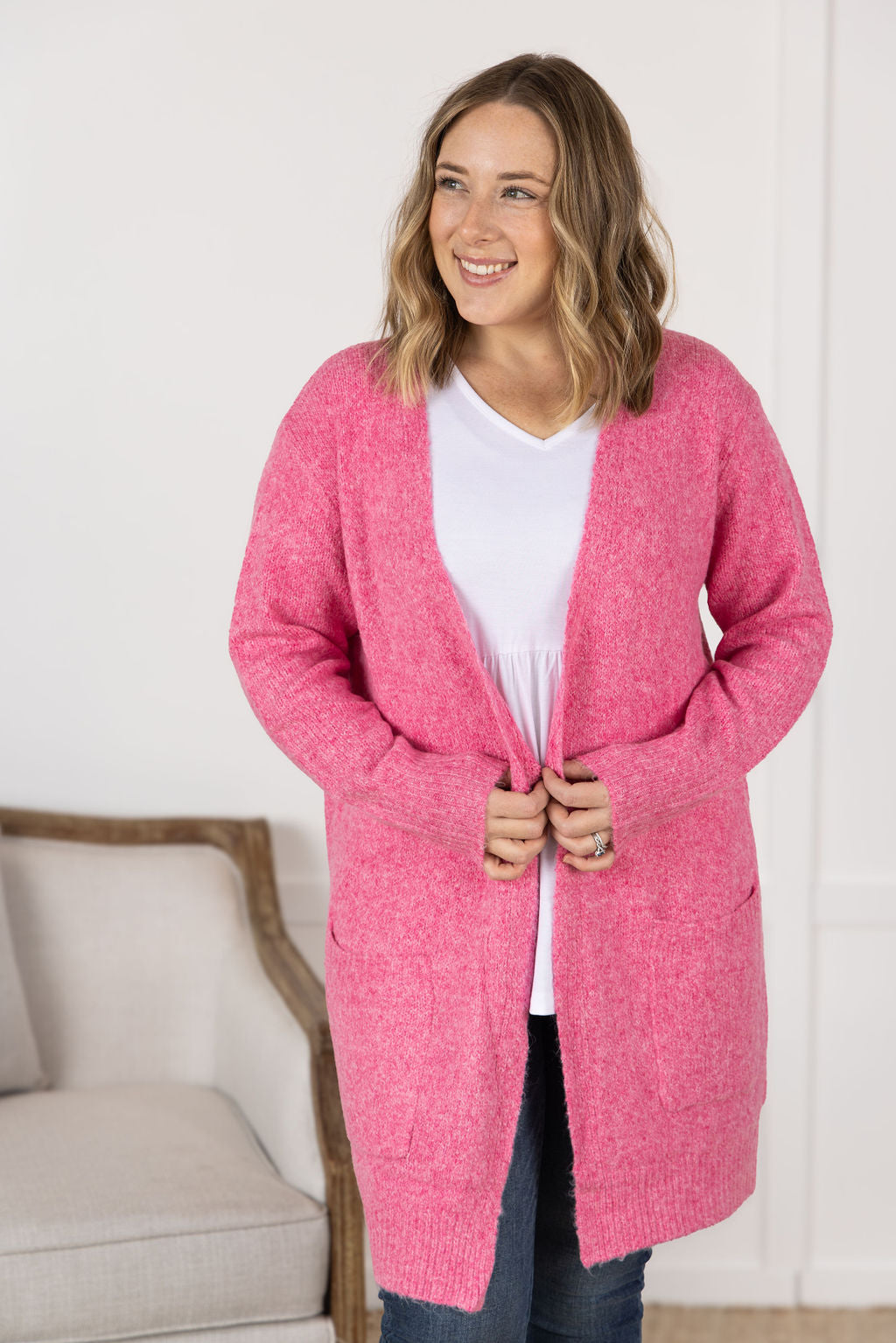 Madison Cozy Cardigan - Pink- Corner Stone Spa and Salon Boutique in Stoughton, Wisconsin