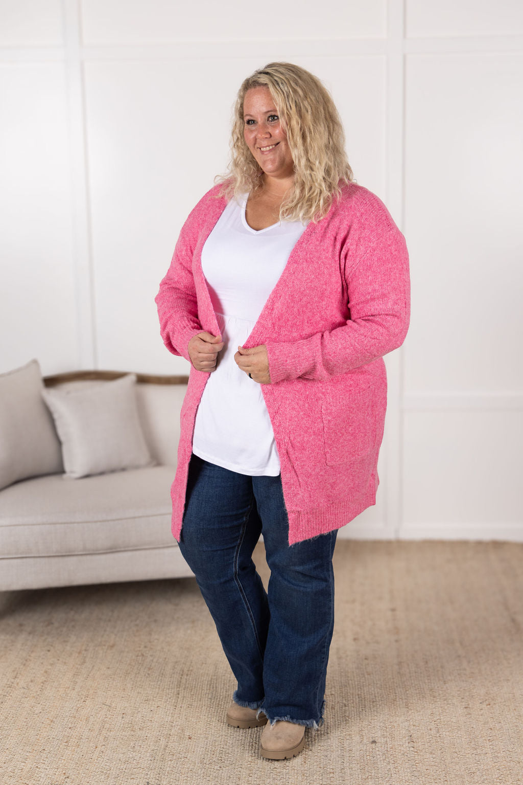 Madison Cozy Cardigan - Pink- Corner Stone Spa and Salon Boutique in Stoughton, Wisconsin