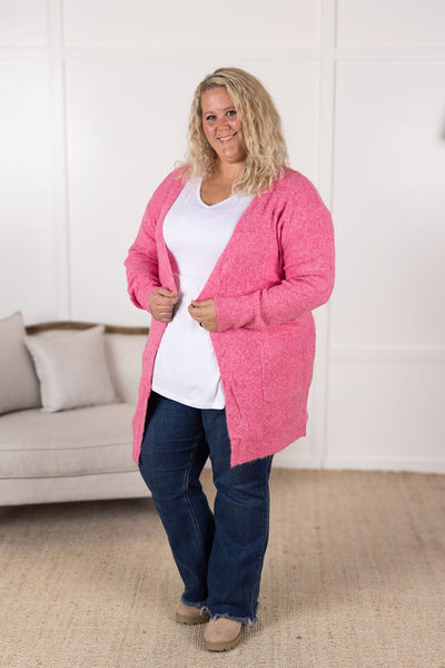 Madison Cozy Cardigan - Pink- Corner Stone Spa and Salon Boutique in Stoughton, Wisconsin