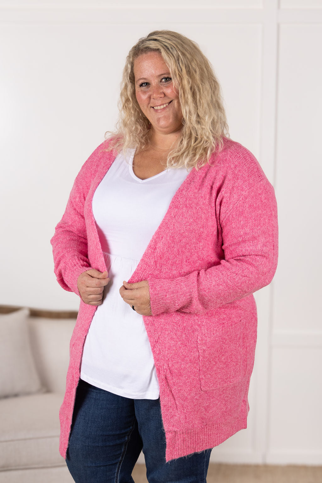 Madison Cozy Cardigan - Pink- Corner Stone Spa and Salon Boutique in Stoughton, Wisconsin