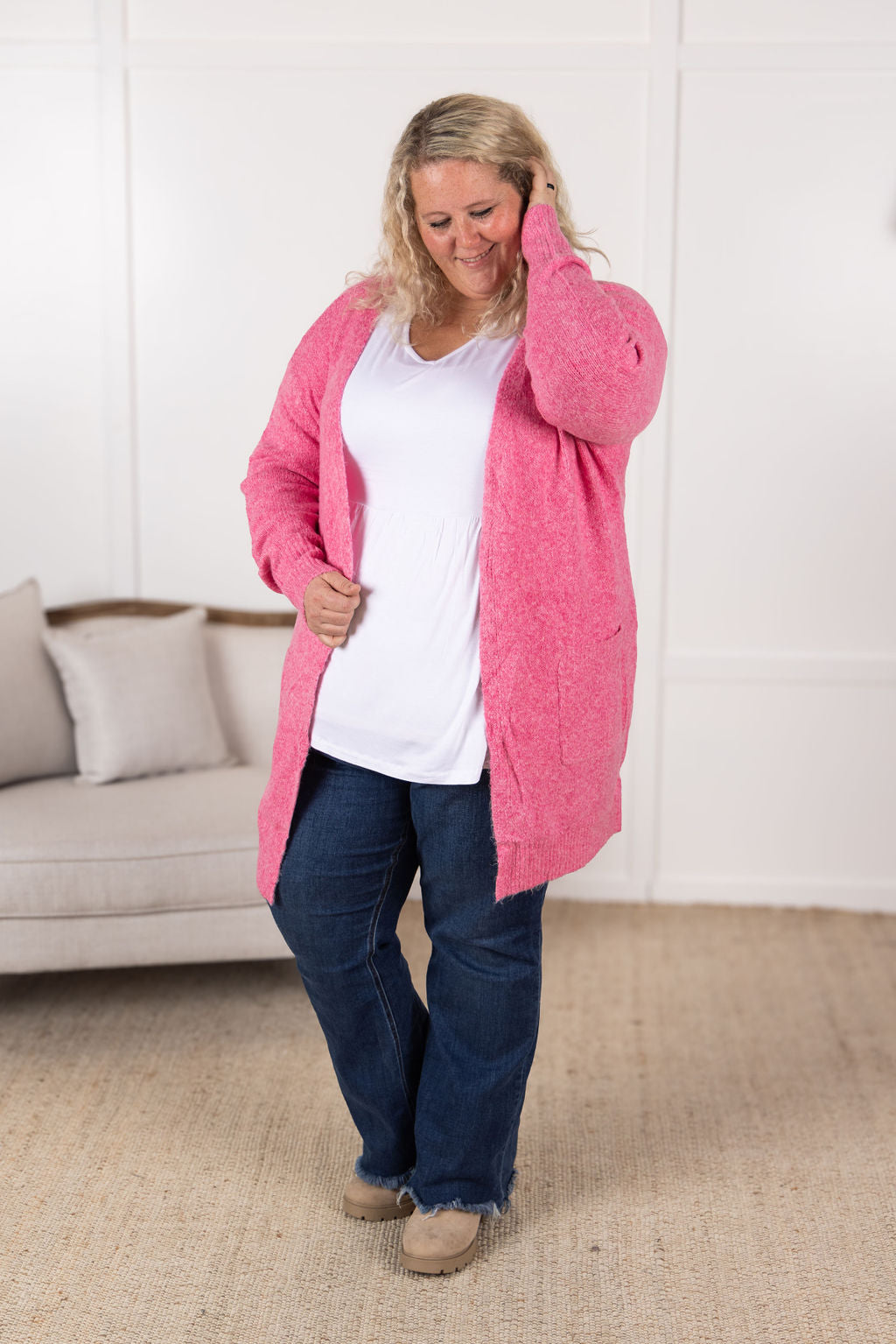 Madison Cozy Cardigan - Pink- Corner Stone Spa and Salon Boutique in Stoughton, Wisconsin