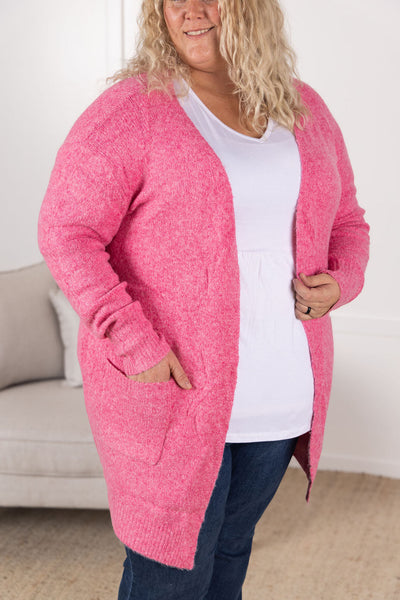 Madison Cozy Cardigan - Pink- Corner Stone Spa and Salon Boutique in Stoughton, Wisconsin