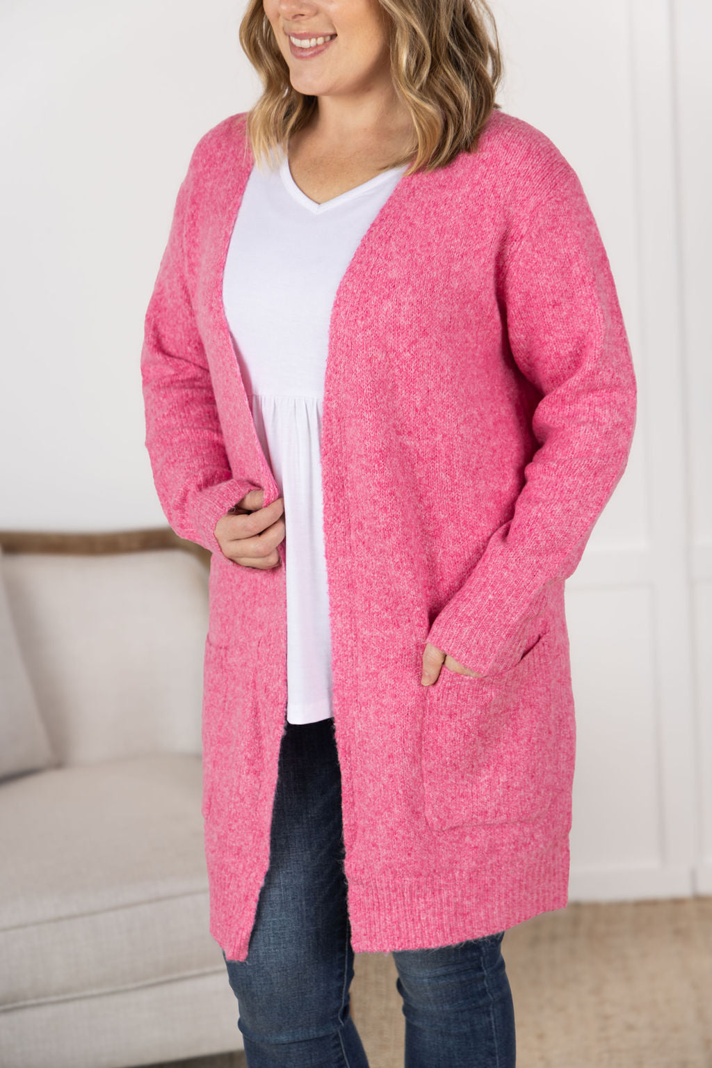 Madison Cozy Cardigan - Pink- Corner Stone Spa and Salon Boutique in Stoughton, Wisconsin