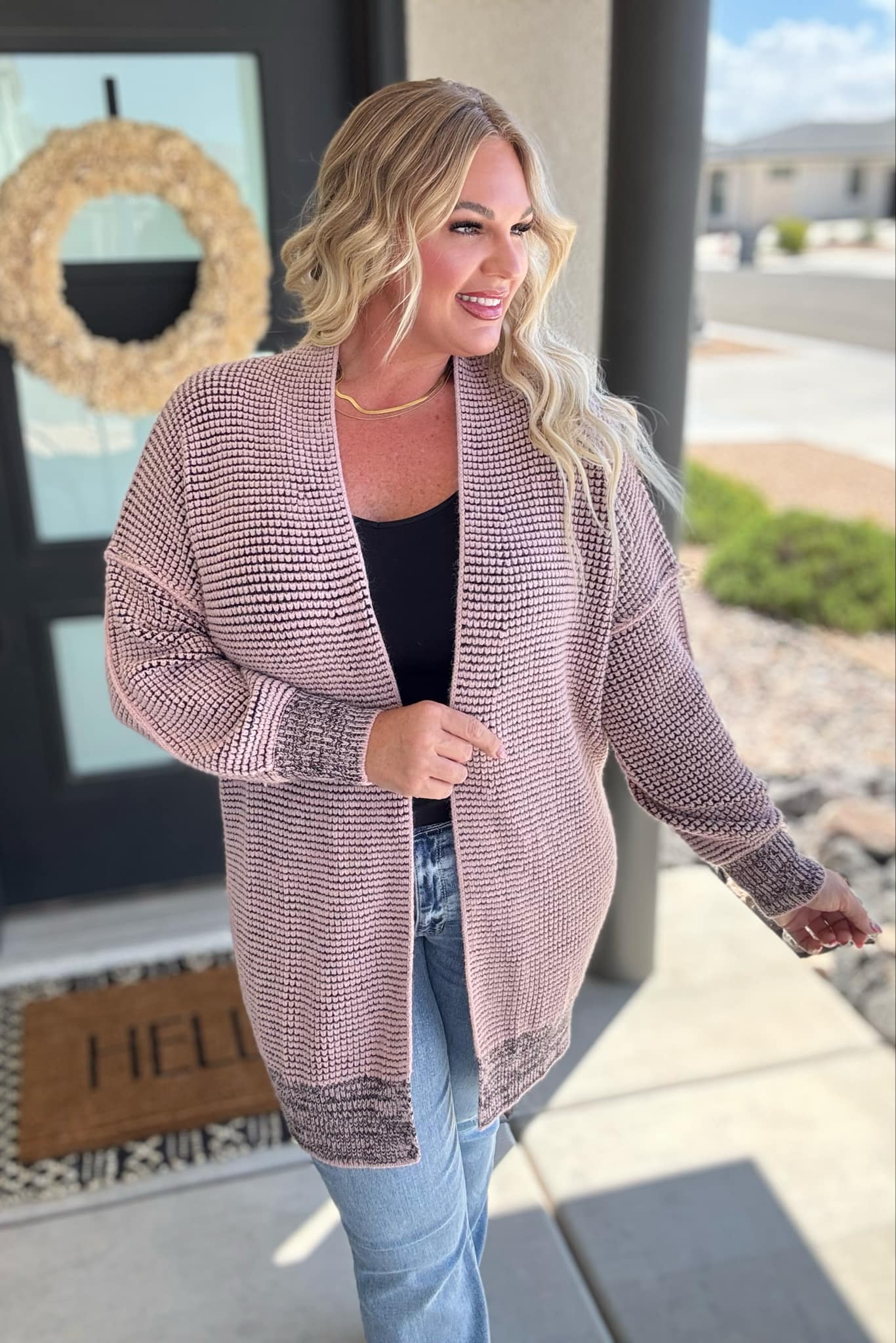 PREORDER: Contrast Trim Knit Cardigan in Four Colors-Womens- Corner Stone Spa and Salon Boutique in Stoughton, Wisconsin