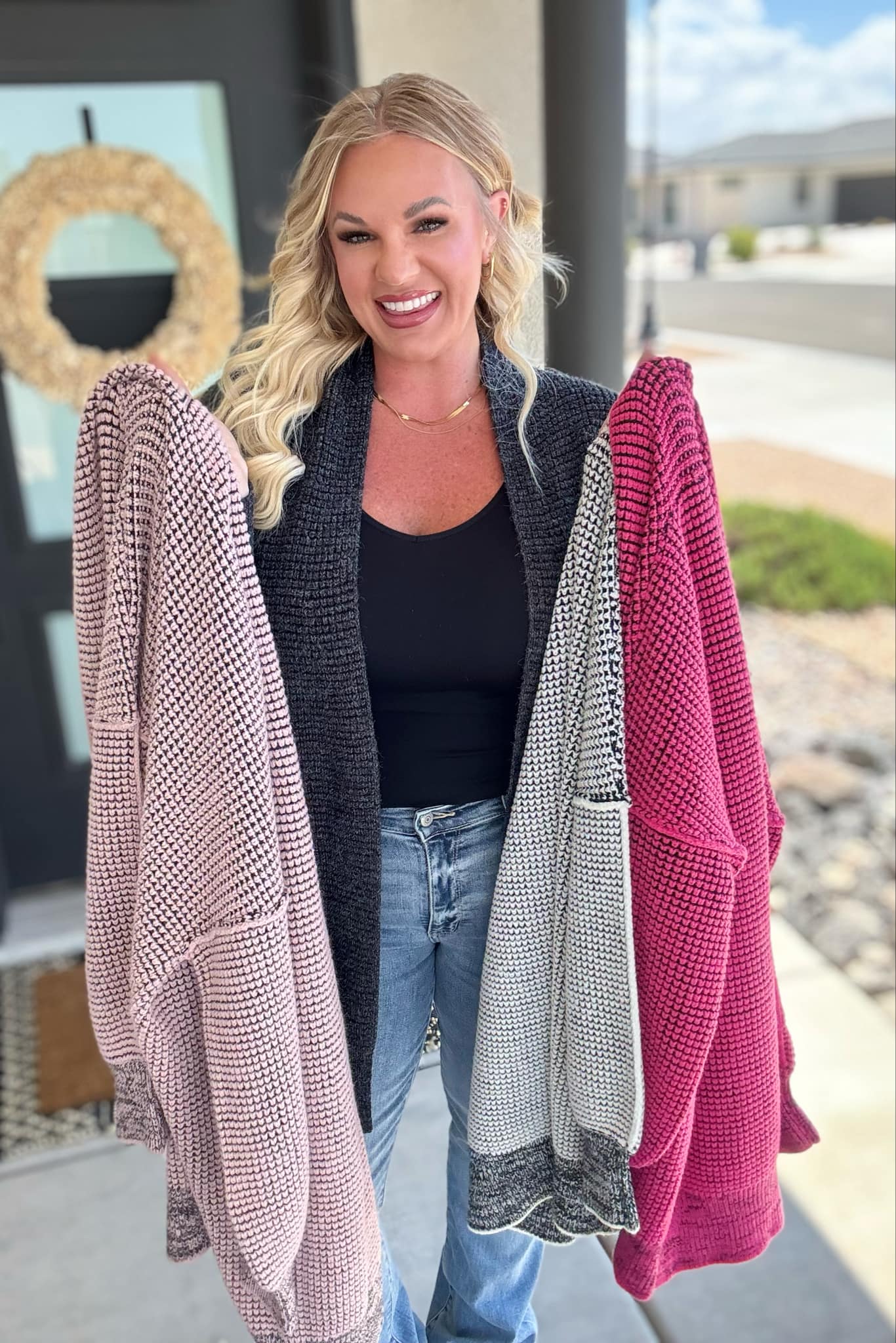 PREORDER: Contrast Trim Knit Cardigan in Four Colors-Womens- Corner Stone Spa and Salon Boutique in Stoughton, Wisconsin