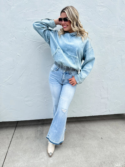 PREORDER: Denim Blues Classic Pullover-Womens- Corner Stone Spa and Salon Boutique in Stoughton, Wisconsin