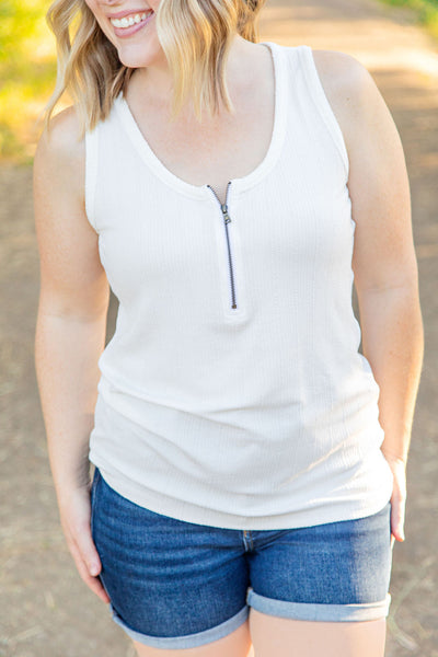 Mila Zipper Tank - Ivory|Corner Stone Spa Boutique-clothing- Corner Stone Spa and Salon Boutique in Stoughton, Wisconsin