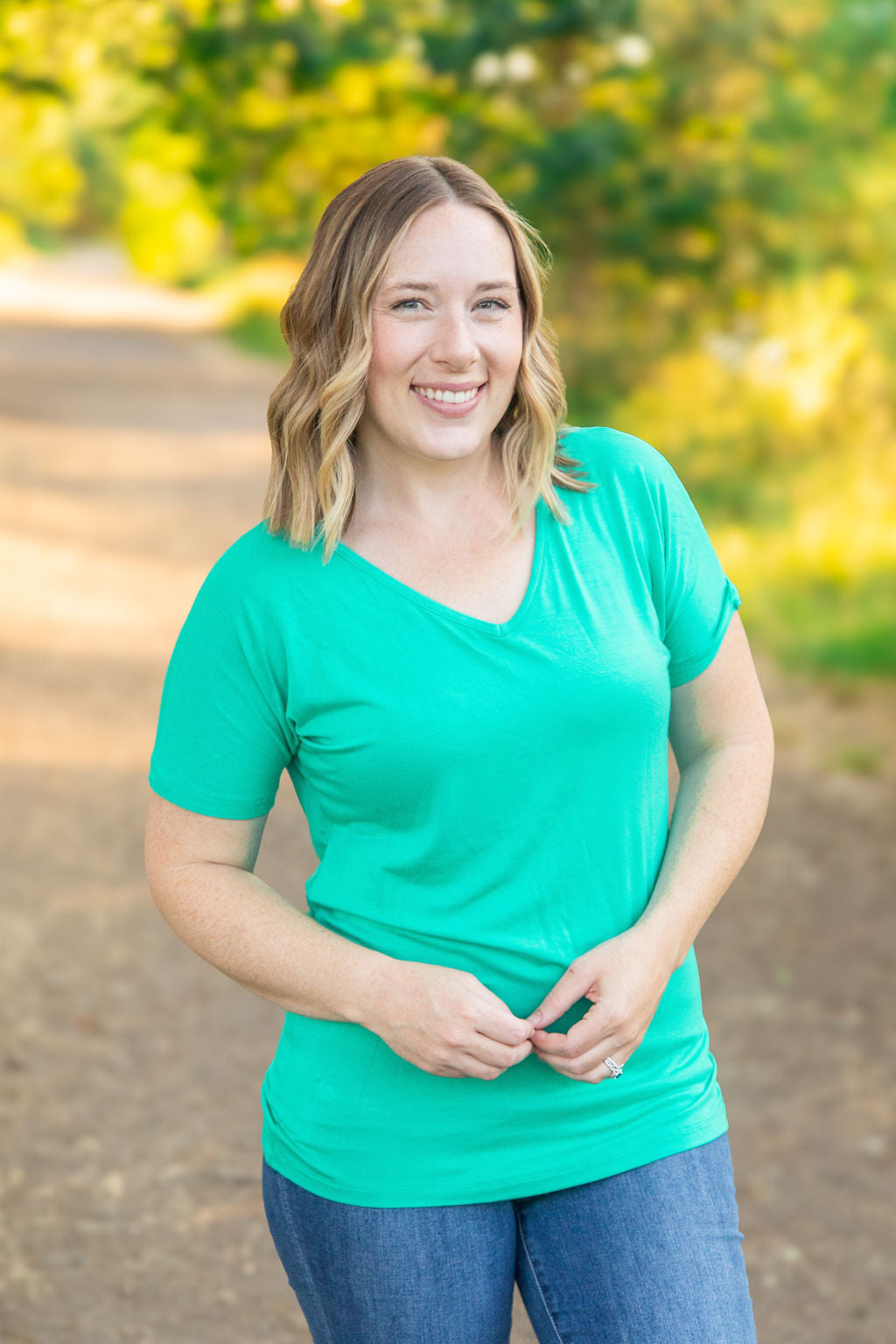 Chloe Cozy Tee - Green|Corner Stone Spa Boutique- Corner Stone Spa and Salon Boutique in Stoughton, Wisconsin