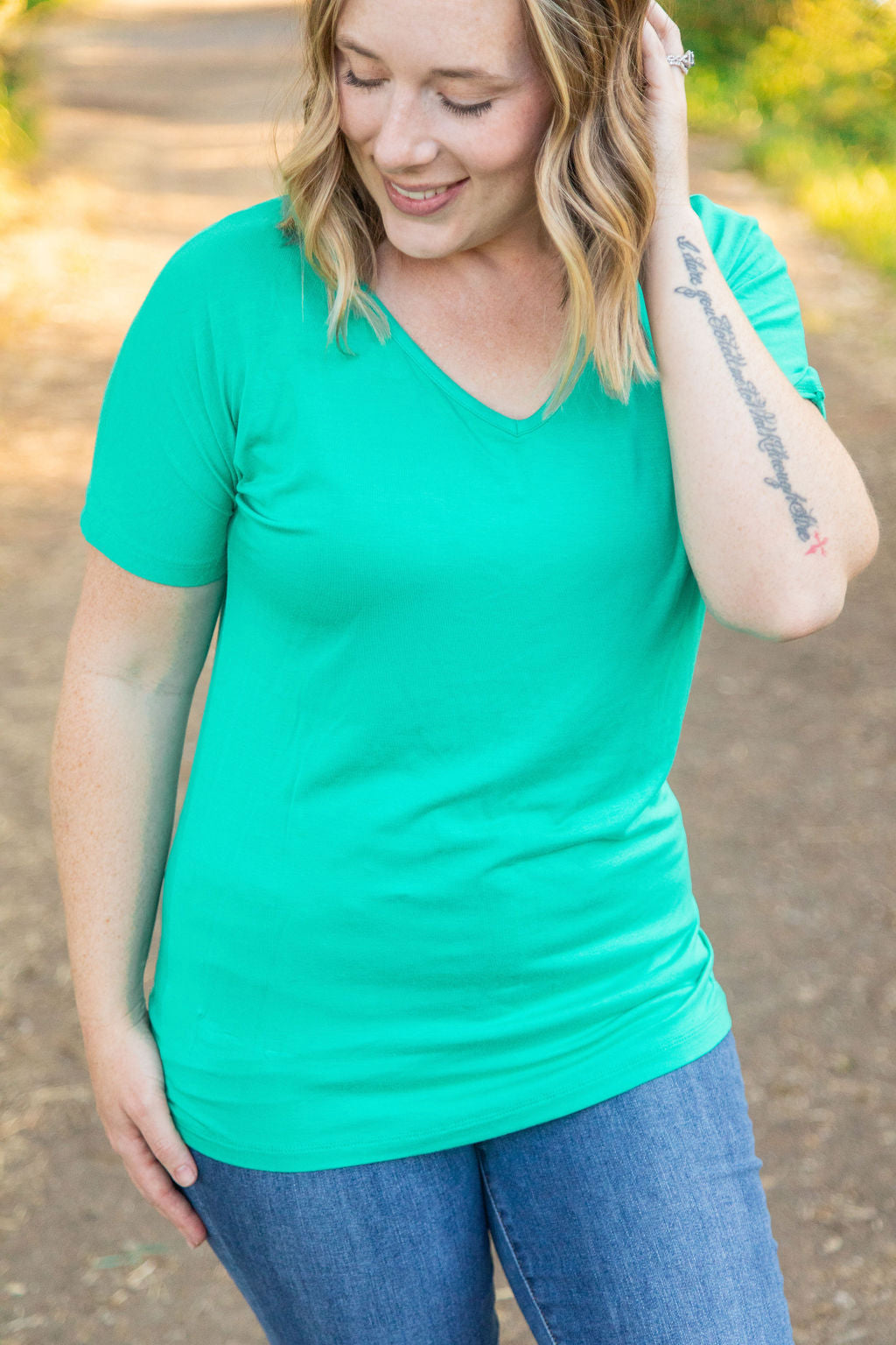 Chloe Cozy Tee - Green|Corner Stone Spa Boutique- Corner Stone Spa and Salon Boutique in Stoughton, Wisconsin