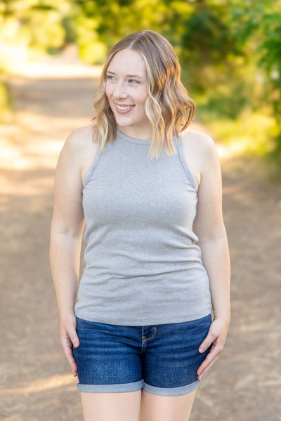 Tara Ribbed Tank - Grey|Corner Stone Spa Boutique-Tops- Corner Stone Spa and Salon Boutique in Stoughton, Wisconsin