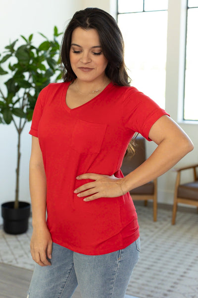 Sophie Pocket Tee - Red|Corner Stone Spa Boutique-Shirts- Corner Stone Spa and Salon Boutique in Stoughton, Wisconsin