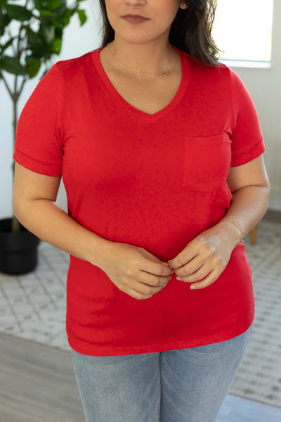 Sophie Pocket Tee - Red|Corner Stone Spa Boutique-Shirts- Corner Stone Spa and Salon Boutique in Stoughton, Wisconsin