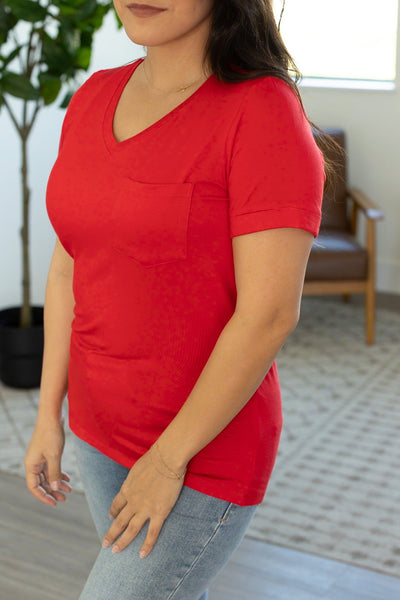 Sophie Pocket Tee - Red|Corner Stone Spa Boutique-Shirts- Corner Stone Spa and Salon Boutique in Stoughton, Wisconsin