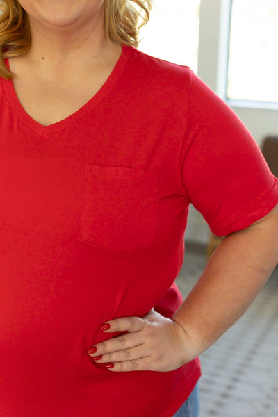 Sophie Pocket Tee - Red|Corner Stone Spa Boutique-Shirts- Corner Stone Spa and Salon Boutique in Stoughton, Wisconsin