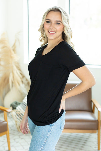 Sophie Pocket Tee - Black|Corner Stone Spa Boutique-Shirts- Corner Stone Spa and Salon Boutique in Stoughton, Wisconsin