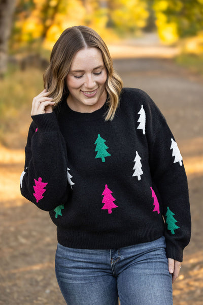 Festive Bright Trees Sweater-Sweater- Corner Stone Spa and Salon Boutique in Stoughton, Wisconsin