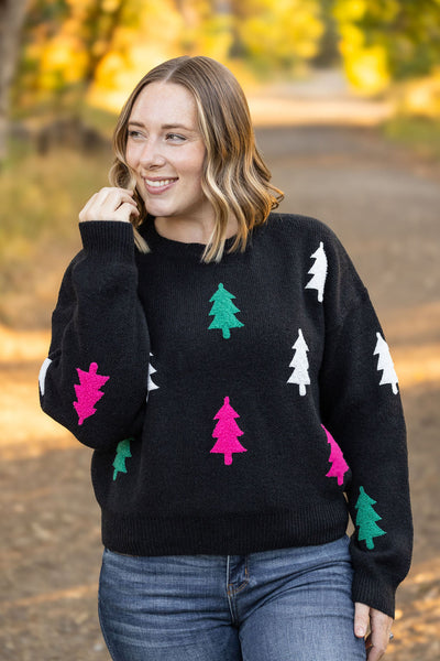 Festive Bright Trees Sweater-Sweater- Corner Stone Spa and Salon Boutique in Stoughton, Wisconsin