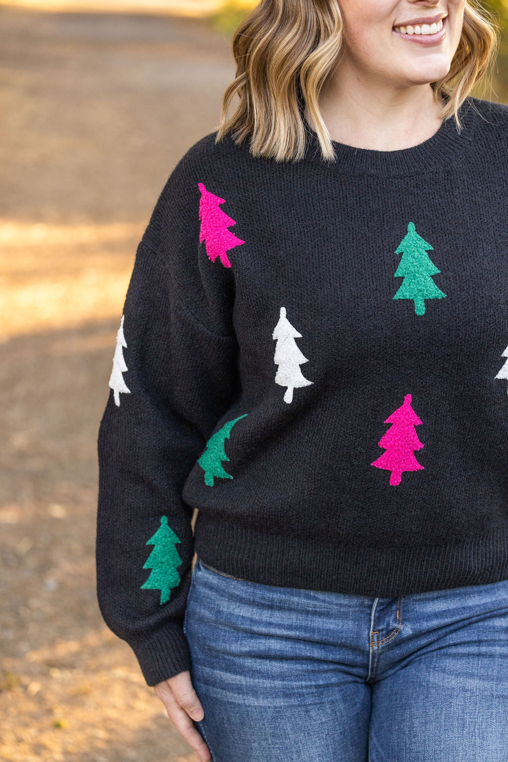 Festive Bright Trees Sweater-Sweater- Corner Stone Spa and Salon Boutique in Stoughton, Wisconsin