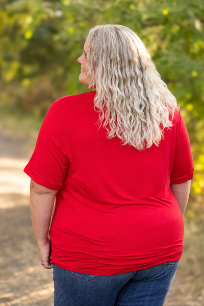 Sophie Pocket Tee - Red|Corner Stone Spa Boutique-Shirts- Corner Stone Spa and Salon Boutique in Stoughton, Wisconsin