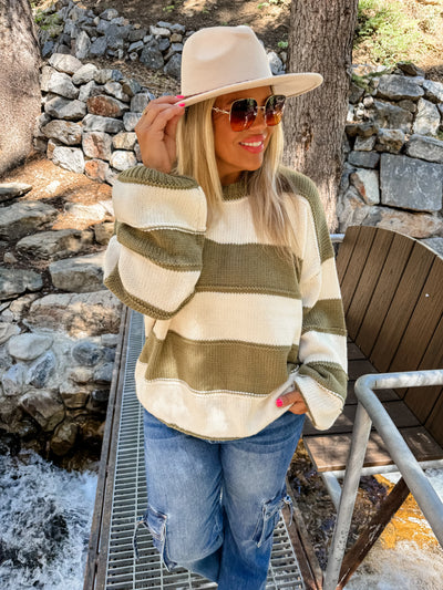 PREORDER: Kadie Stripe Knit Sweater in Four Colors|Corner Stone Spa Boutique-Womens- Corner Stone Spa and Salon Boutique in Stoughton, Wisconsin