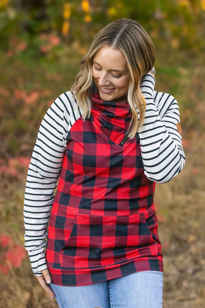 Zoey ZipCowl - Buffalo Plaid and Oatmeal Stripes-clothing- Corner Stone Spa and Salon Boutique in Stoughton, Wisconsin