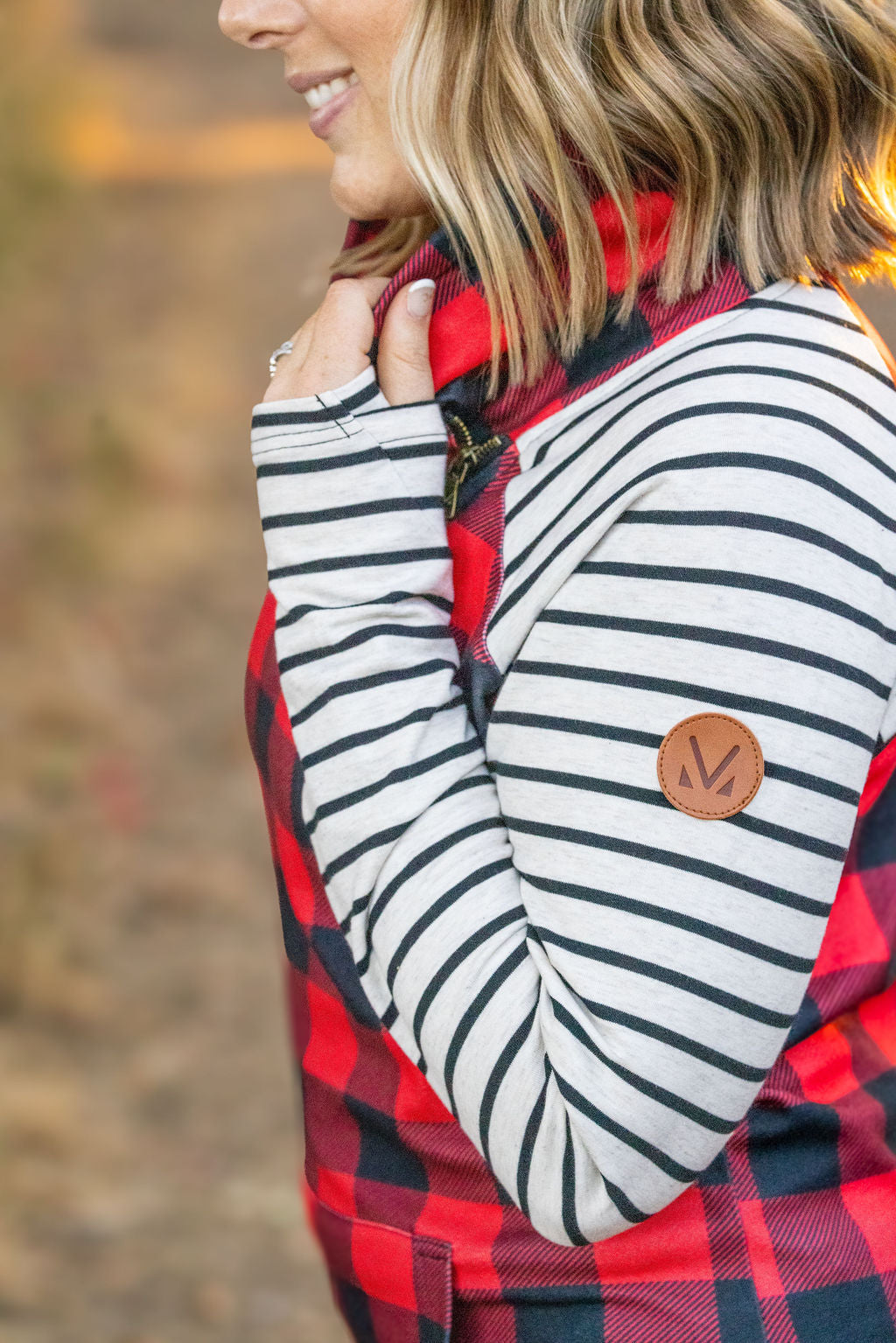 Zoey ZipCowl - Buffalo Plaid and Oatmeal Stripes-clothing- Corner Stone Spa and Salon Boutique in Stoughton, Wisconsin