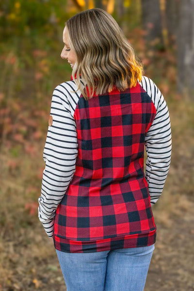 Zoey ZipCowl - Buffalo Plaid and Oatmeal Stripes-clothing- Corner Stone Spa and Salon Boutique in Stoughton, Wisconsin