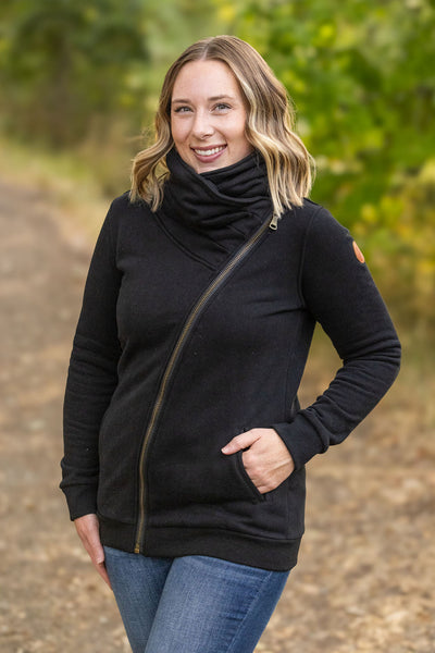 Quinn ZipUp Cowl - Black-Sweatshirt- Corner Stone Spa and Salon Boutique in Stoughton, Wisconsin