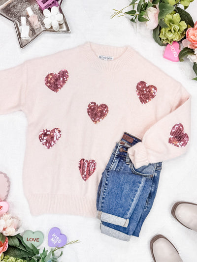 Sparkle Hearts Sweater-clothing- Corner Stone Spa and Salon Boutique in Stoughton, Wisconsin