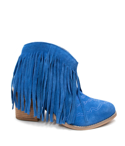 Amos Fringe Ankle Bootie in Blue Suede|Corner Stone Spa Boutique-Shoes- Corner Stone Spa and Salon Boutique in Stoughton, Wisconsin