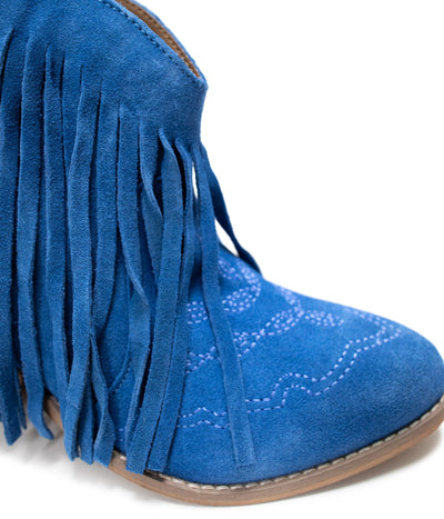 Amos Fringe Ankle Bootie in Blue Suede|Corner Stone Spa Boutique-Shoes- Corner Stone Spa and Salon Boutique in Stoughton, Wisconsin