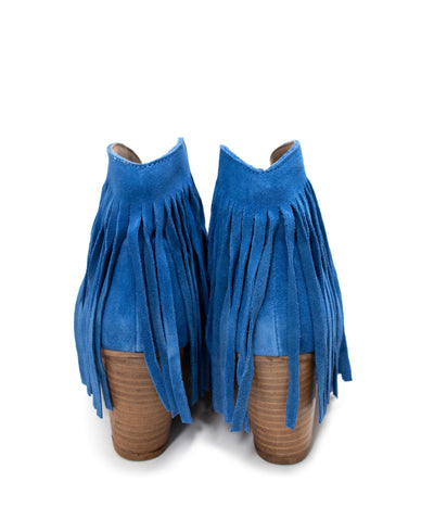 Amos Fringe Ankle Bootie in Blue Suede|Corner Stone Spa Boutique-Shoes- Corner Stone Spa and Salon Boutique in Stoughton, Wisconsin