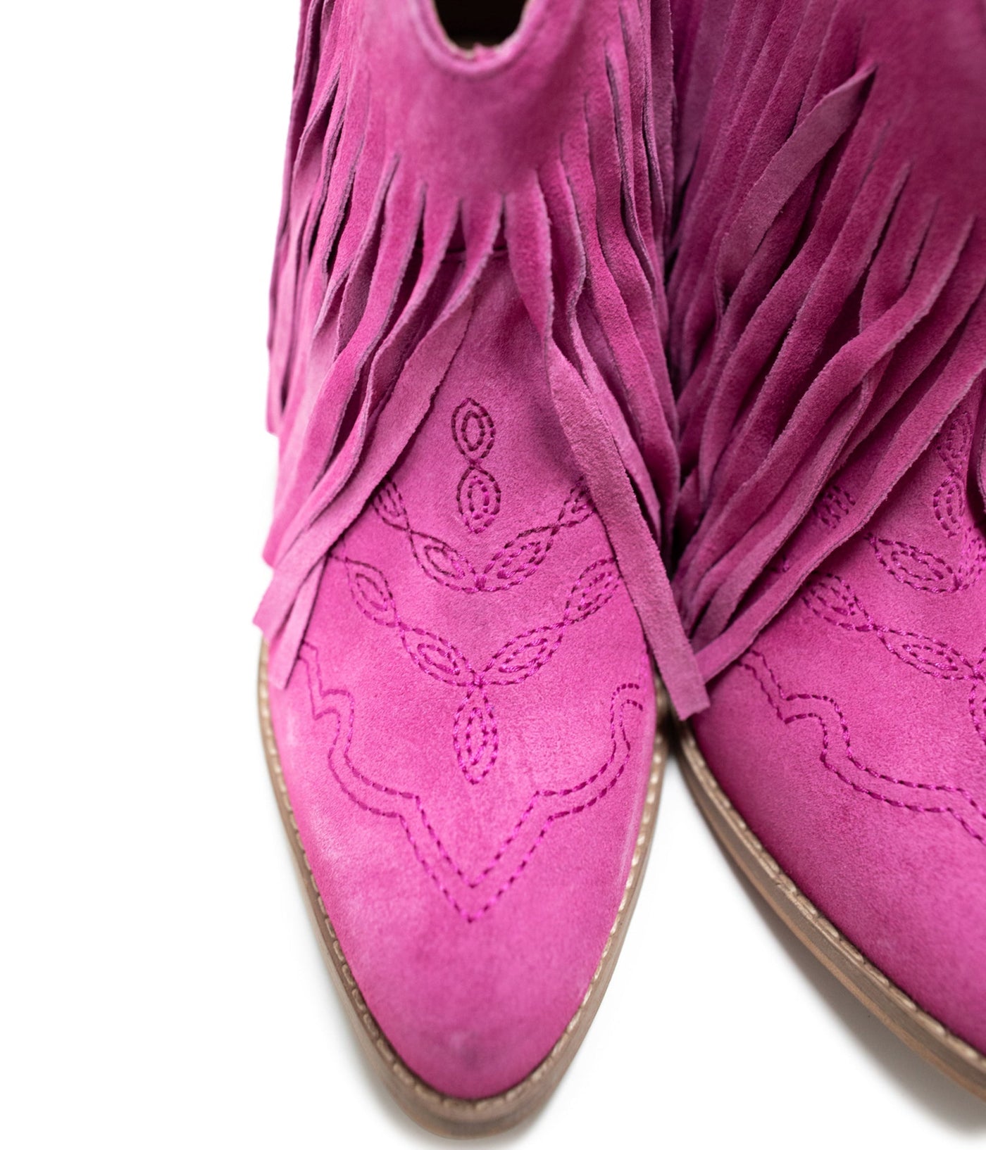 Amos Fringe Ankle Bootie in Magenta Suede|Corner Stone Spa Boutique-Shoes- Corner Stone Spa and Salon Boutique in Stoughton, Wisconsin