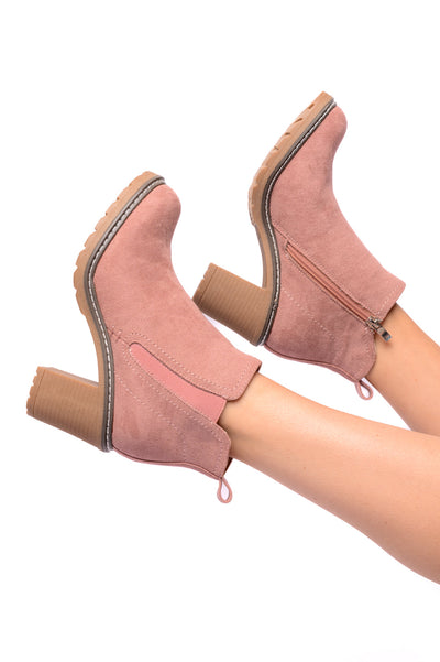 Bite Me Bootie in Blush Faux Suede-Womens- Corner Stone Spa and Salon Boutique in Stoughton, Wisconsin