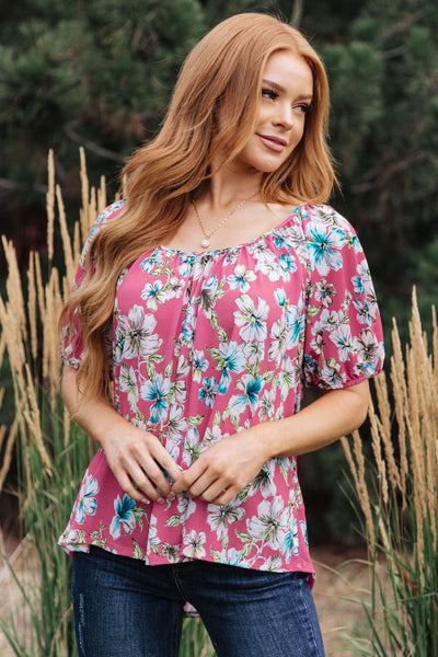 Bloom So Bright Floral Top|Corner Stone Spa Boutique-Tops- Corner Stone Spa and Salon Boutique in Stoughton, Wisconsin