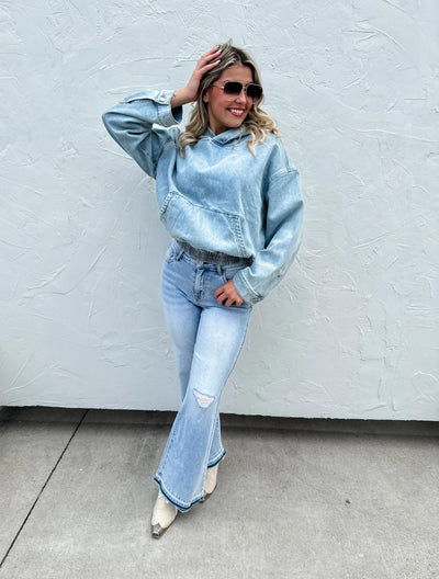 PREORDER: Denim Blues Classic Pullover-Womens- Corner Stone Spa and Salon Boutique in Stoughton, Wisconsin